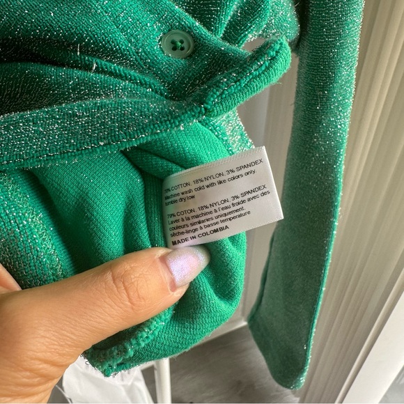 NWT Frankie’s Bikinis Josephine Cardi Crop Top in Sparkly Green - Picture 13 of 13